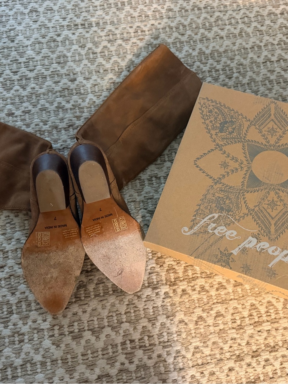 Free People Tall Suede Riding Boots in Chestnut Brown - Picture 3 of 5